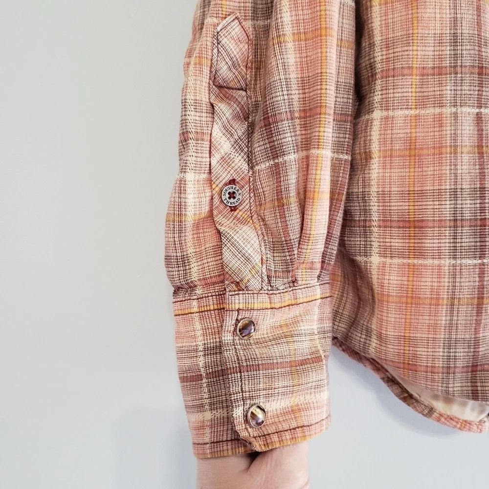 Southern Thread Plaid Shirt Shacket Women Large Lined Cowgirl Western Farm Work